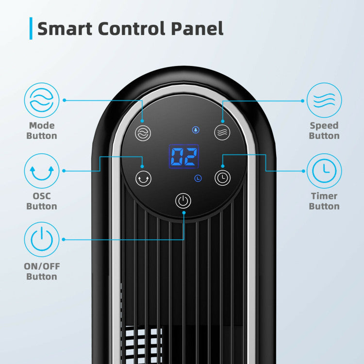 42 Inch 80 Degree Tower Fan with Smart Display Panel and Remote Control - 13