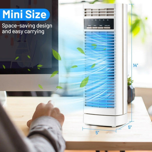 14 Inch Mini Oscillating Tower Fan Electric Desk Fan with 3 Speed and Timer - 2