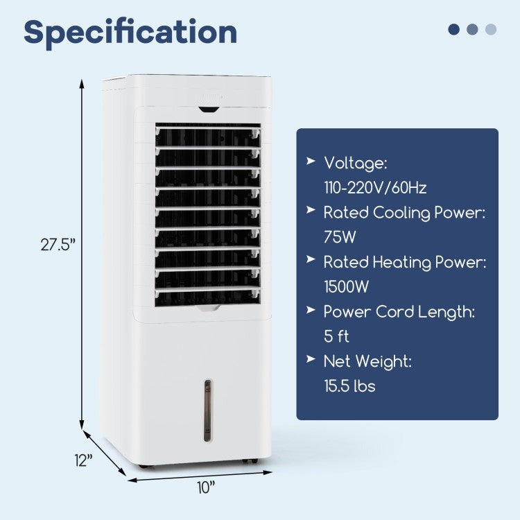 Evaporative Air Cooler and Heater with 3 Modes 3 Speeds and 2 Ice Boxes - 10