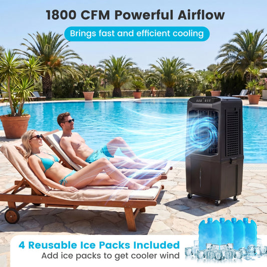 Swamp Cooler 1800 CFM Evaporative Air Cooler with 7 Gal Detachable Water Tank - 2