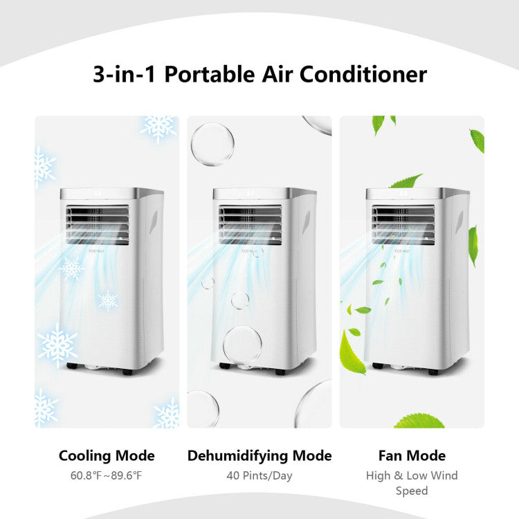 8000 BTU (Ashrae) 3-in-1 Portable Air Conditioner with Remote Control and Indicator Light - 3