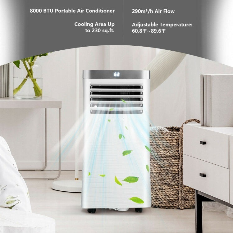 8000 BTU (Ashrae) 3-in-1 Portable Air Conditioner with Remote Control and Indicator Light - 7