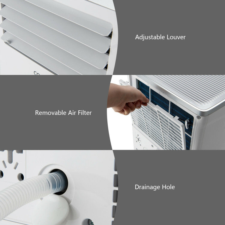 8000 BTU (Ashrae) 3-in-1 Portable Air Conditioner with Remote Control and Indicator Light - 9