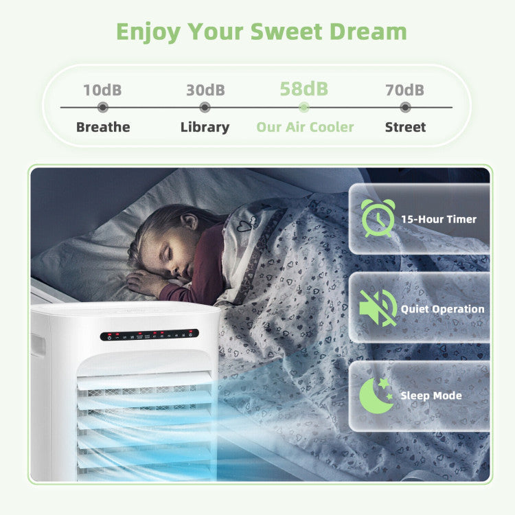 4-in-1 Portable Evaporative Air Cooler with Timer and 3 Modes - 4