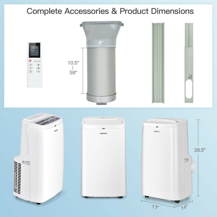 9000 BTU(Ashrae) 3-in-1 Portable Air Conditioner with Remote Control - 6