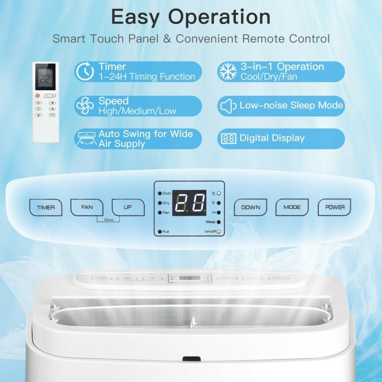 9000 BTU(Ashrae) 3-in-1 Portable Air Conditioner with Remote Control - 7
