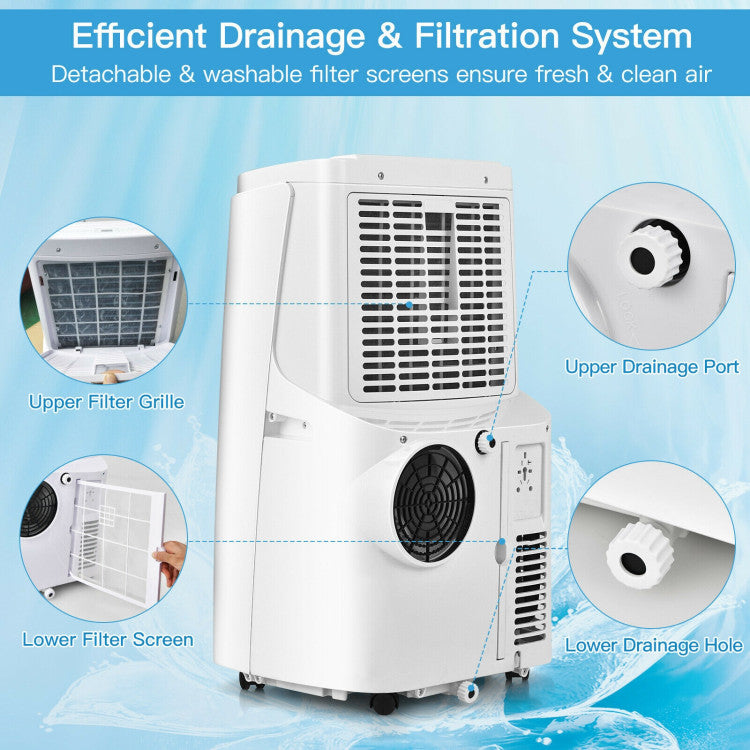 9000 BTU(Ashrae) 3-in-1 Portable Air Conditioner with Remote Control - 9
