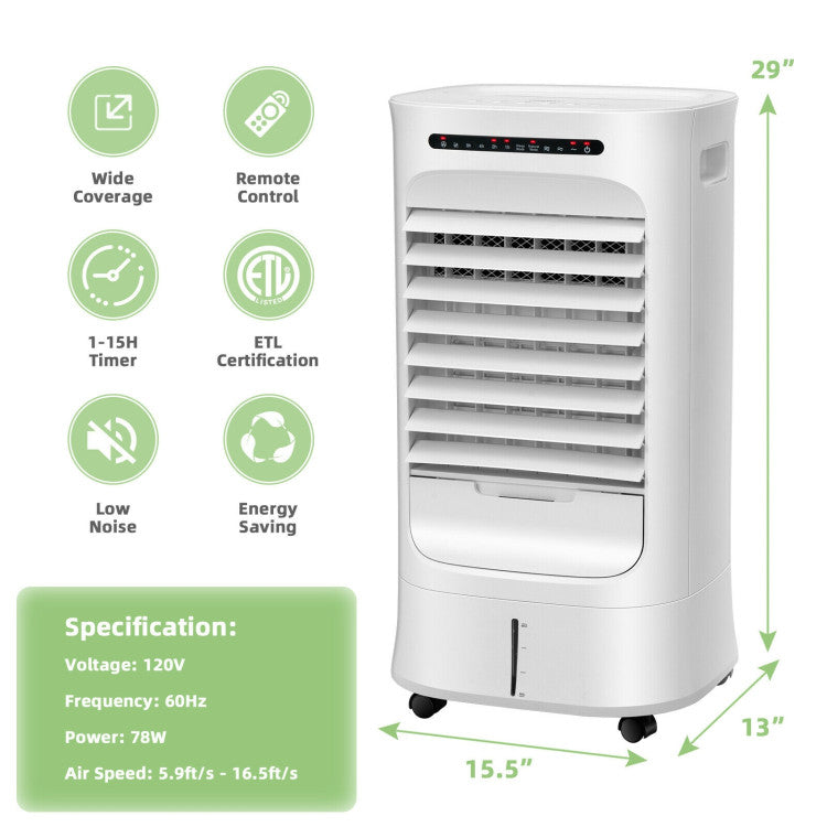 4-in-1 Portable Evaporative Air Cooler with Timer and 3 Modes - 10