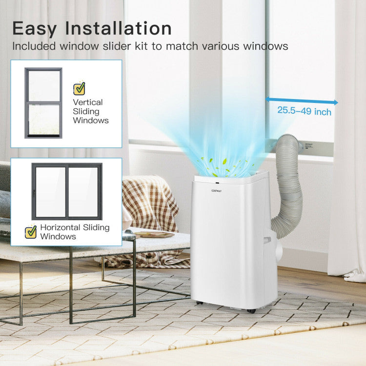 9000 BTU(Ashrae) 3-in-1 Portable Air Conditioner with Remote Control - 10