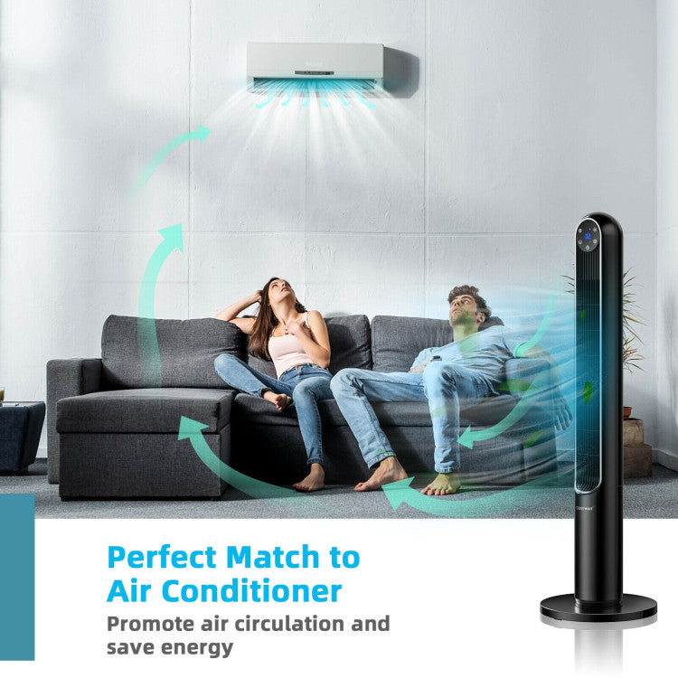 42 Inch 80 Degree Tower Fan with Smart Display Panel and Remote Control - 11