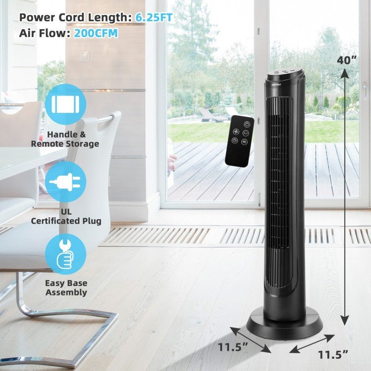 40 Inch Tower Fan with Remote 75 Degree Oscillating Fan with 3 Wind Modes and 4 Wind Speeds - 11