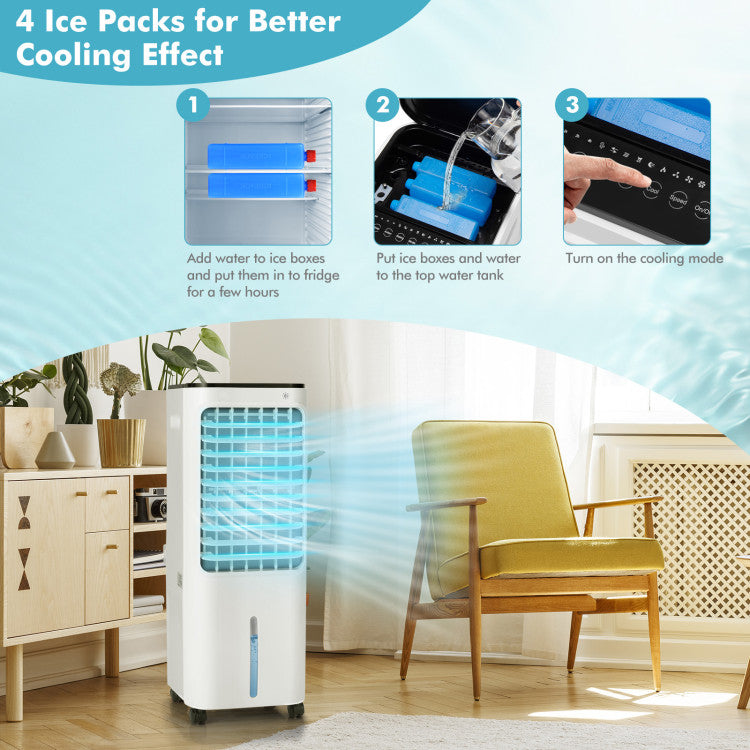 4-in-1 Evaporative Air Cooler with 12L Water Tank and 4 Ice Boxes - 10