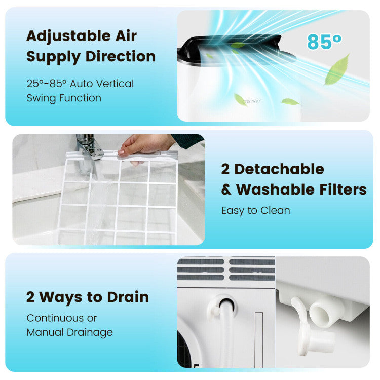 13000 BTU(Ashrae) Portable Air Conditioner with App and Heater - 9