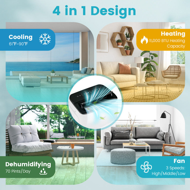 13000 BTU(Ashrae) Portable Air Conditioner with App and Heater - 5