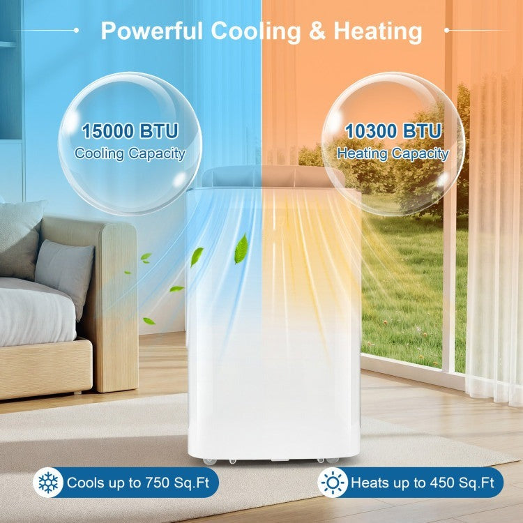 15000 BTU Inverter Portable Air Conditioner Smart Wifi Enabled Cooling and Heating Unit - 5