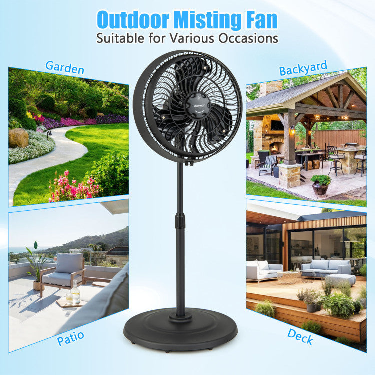 16 Inch Outdoor Misting Fan Oscillating Pedestal Fan with 3 Mist Levels - 6