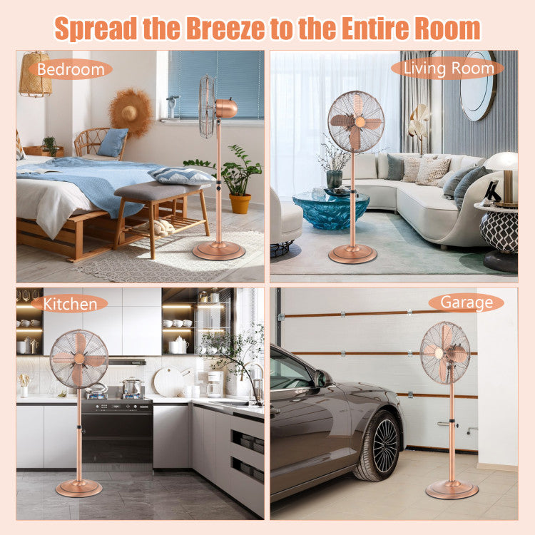 16 Inch Pedestal Standing Fan Oscillating Pedestal Fan with 3 Speeds and Adjustable Height - 5