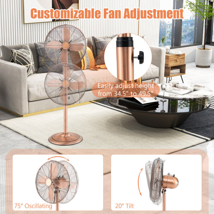 16 Inch Pedestal Standing Fan Oscillating Pedestal Fan with 3 Speeds and Adjustable Height - 8