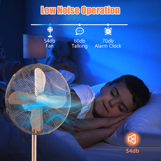 16 Inch Pedestal Standing Fan Oscillating Pedestal Fan with 3 Speeds and Adjustable Height