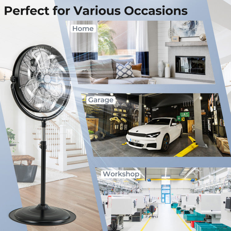 20 Inches High Velocity Pedestal Fan with 3 Speeds and Adjustable Height - 11