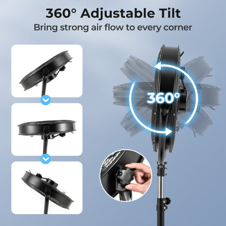 20 Inches High Velocity Pedestal Fan with 3 Speeds and Adjustable Height - 8