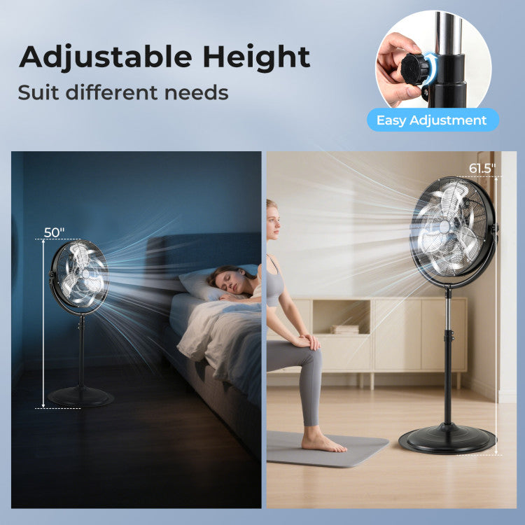 20 Inches High Velocity Pedestal Fan with 3 Speeds and Adjustable Height - 9