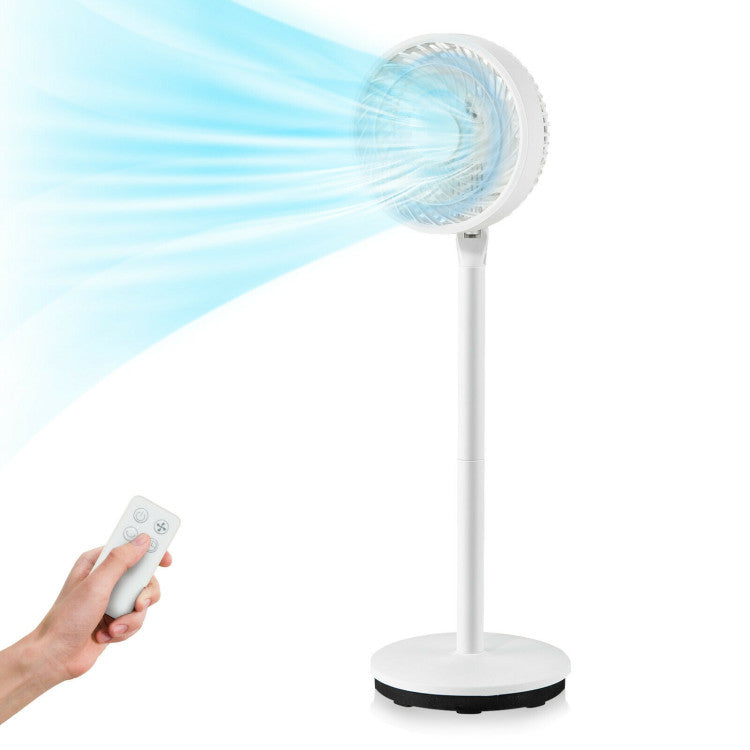 9 Inch Portable Oscillating Pedestal Floor Fan with Adjustable Heights and Speeds - 2