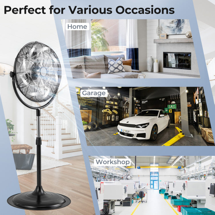 18 Inches High Velocity Pedestal Fan with 3 Speeds and Adjustable Height - 11