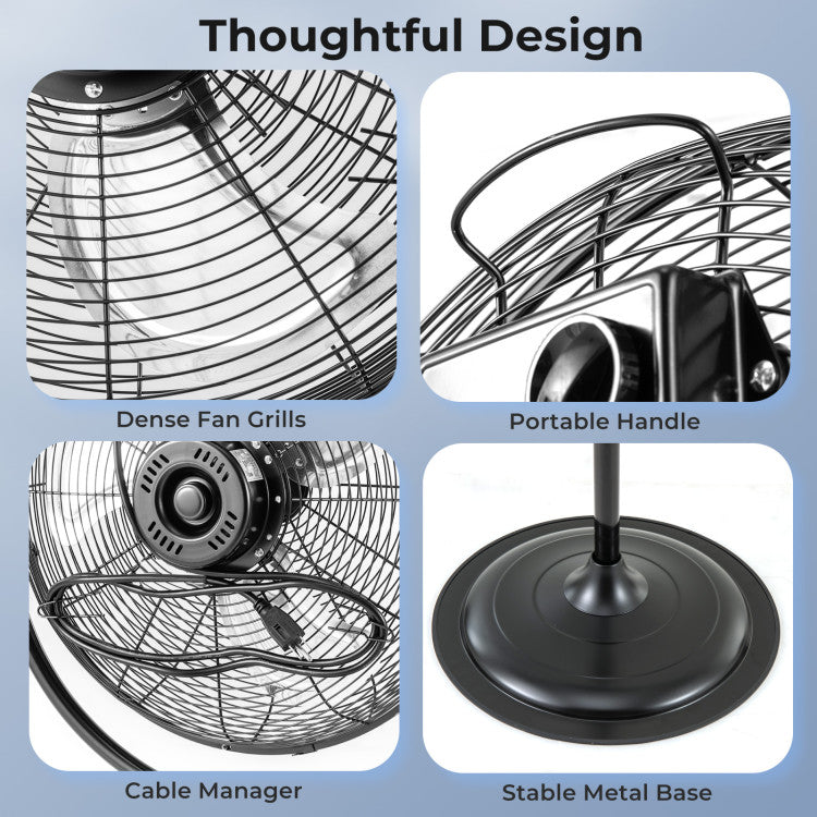 18 Inches High Velocity Pedestal Fan with 3 Speeds and Adjustable Height - 6