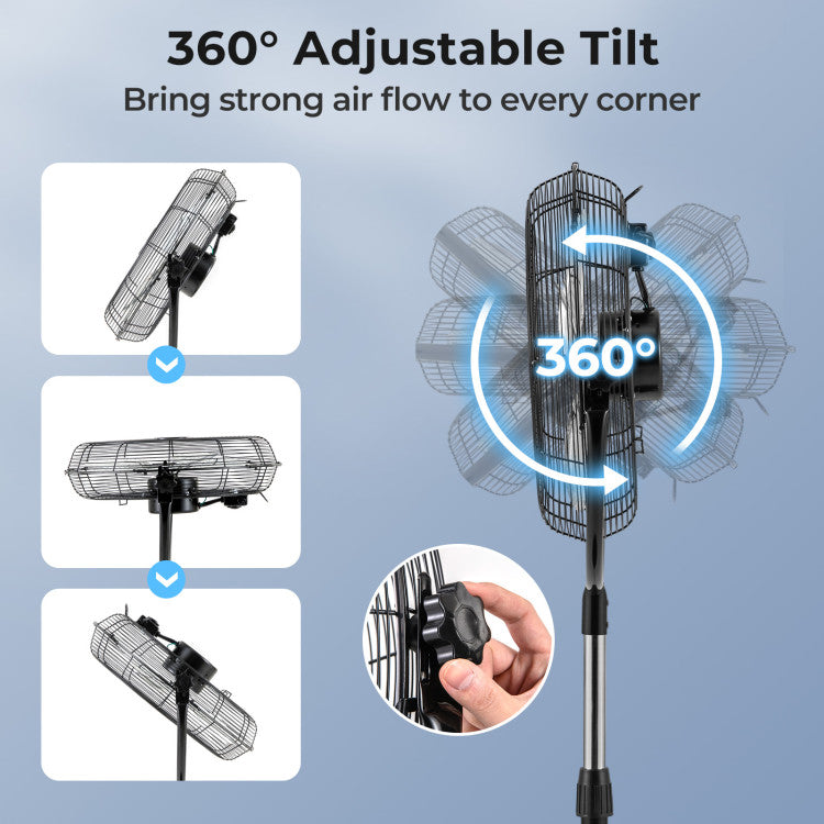 18 Inches High Velocity Pedestal Fan with 3 Speeds and Adjustable Height - 8