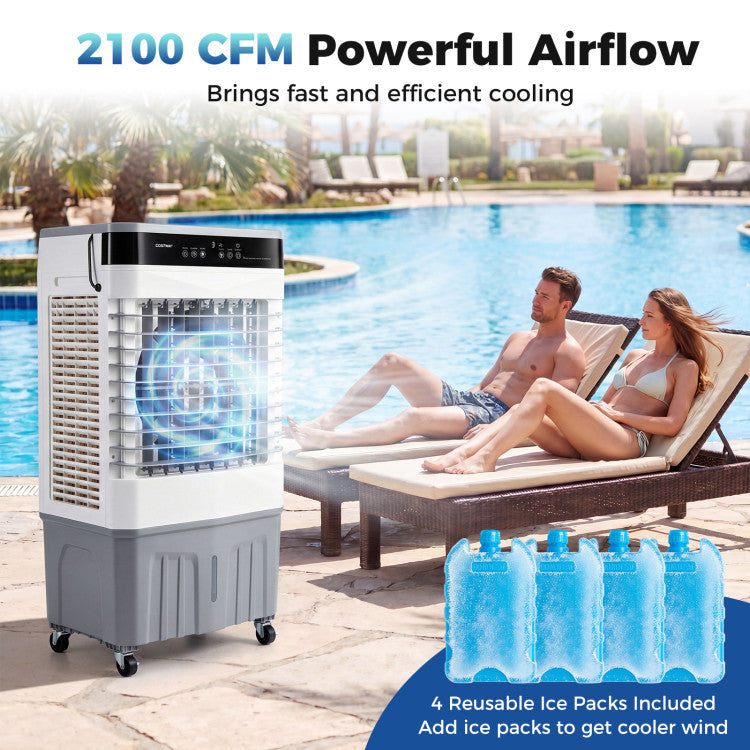 2100 CFM 3-in-1 Evaporative Air Cooler with 5.3 Gal Water Tank for Indoor Outdoor - 3