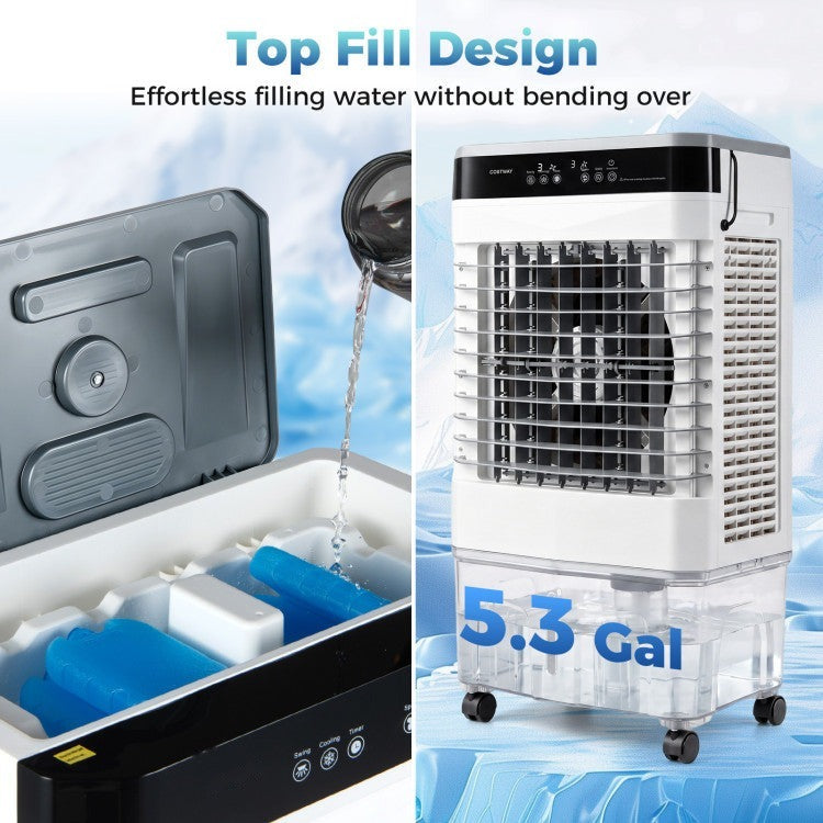 2100 CFM 3-in-1 Evaporative Air Cooler with 5.3 Gal Water Tank for Indoor Outdoor - 4