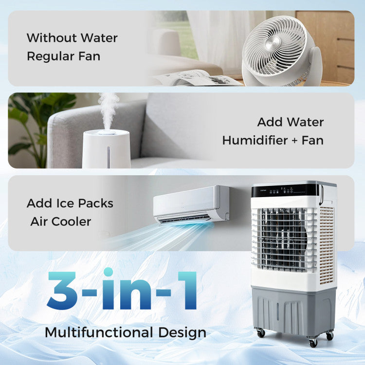 2100 CFM 3-in-1 Evaporative Air Cooler with 5.3 Gal Water Tank for Indoor Outdoor - 5