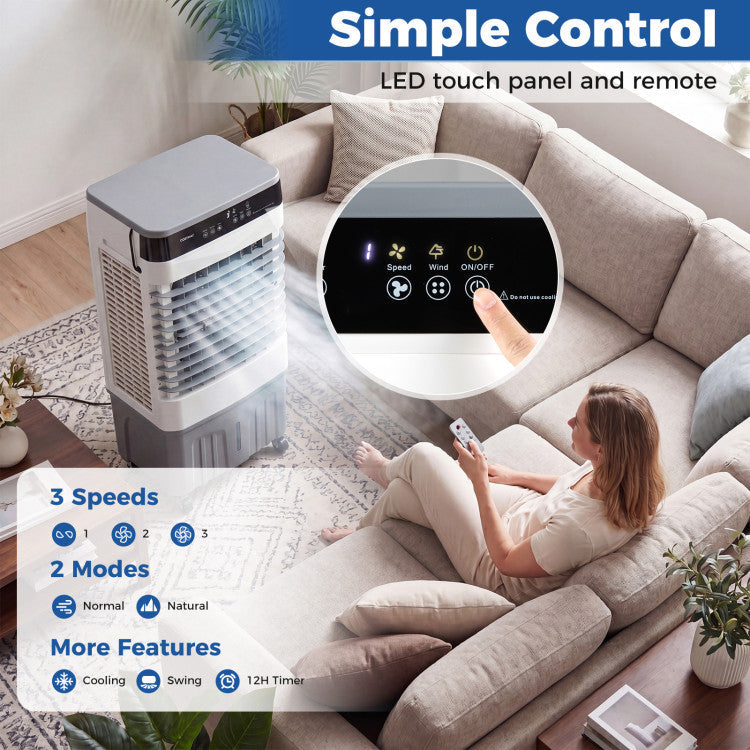 2100 CFM 3-in-1 Evaporative Air Cooler with 5.3 Gal Water Tank for Indoor Outdoor - 6