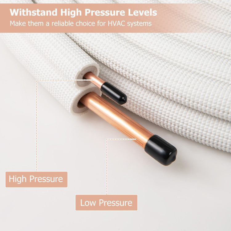 25 Feet Mini Split Line Set with 1/4 Inch and 1/2 Inch O.D. Copper Pipes Tubing - 5