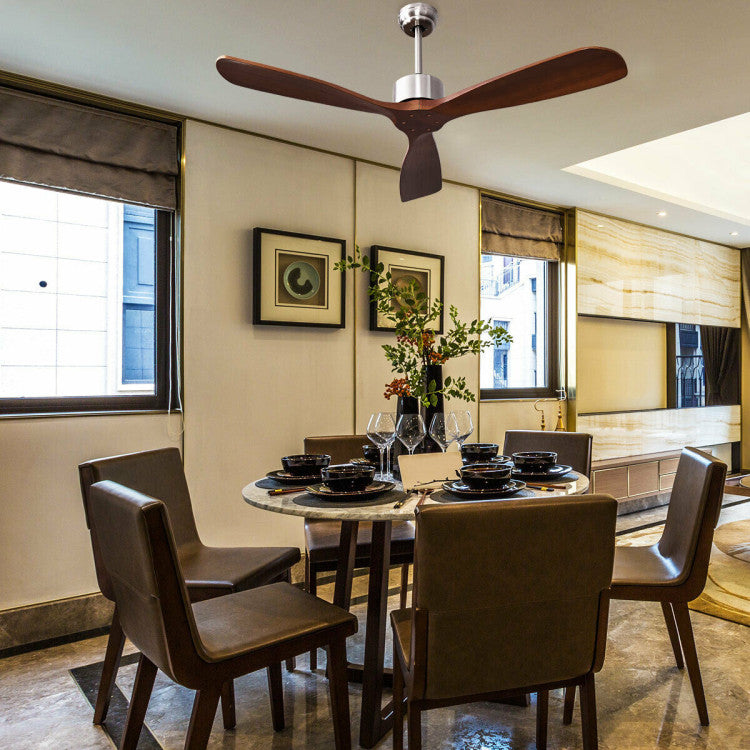 52 Inch Modern Ceiling Fan No Light with Remote Control - 2