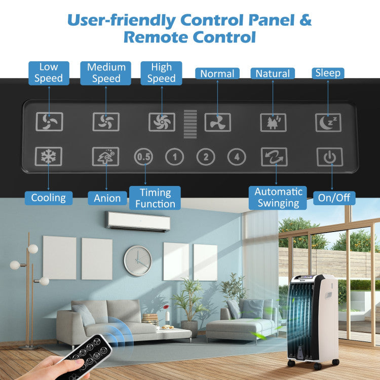 Portable Evaporative Air Cooler with 3 Wind Modes and Timer for Home Office - 4