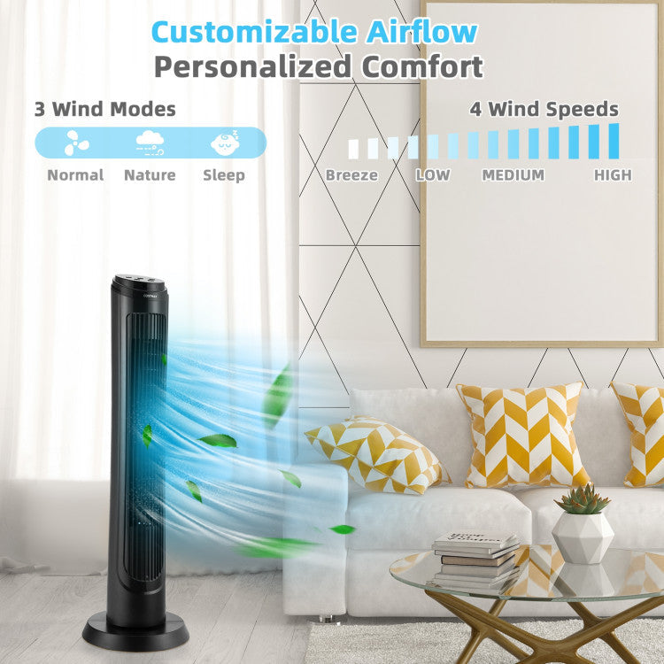 40 Inch Tower Fan with Remote 75 Degree Oscillating Fan with 3 Wind Modes and 4 Wind Speeds - 3