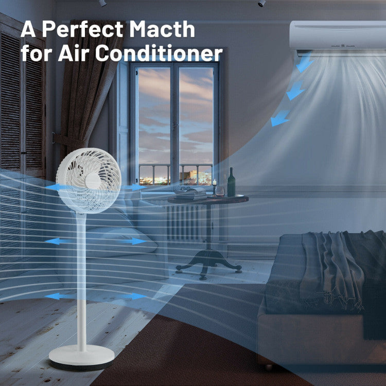 9 Inch Portable Oscillating Pedestal Floor Fan with Adjustable Heights and Speeds - 3