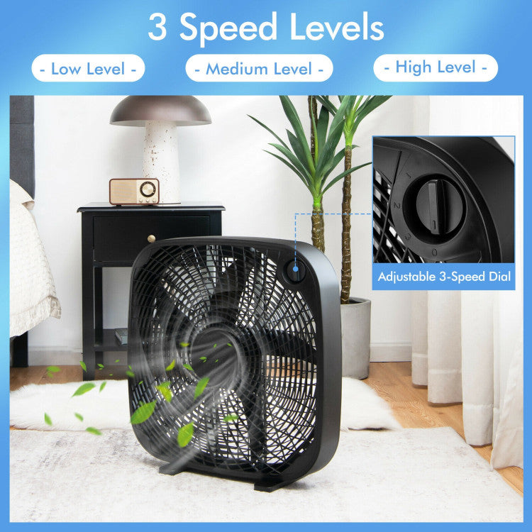 20 Inch Box Portable Floor Fan with 3 Speed Settings and Knob Control - 2