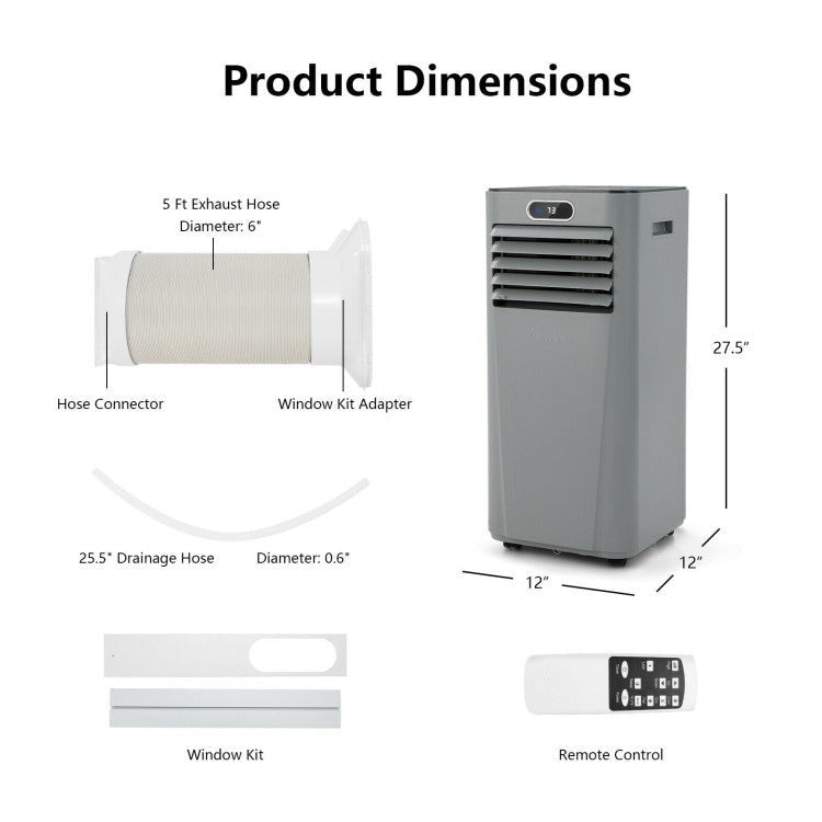 8000 BTU(Ashrae) 3-in-1 Portable Air Conditioner with Remote Control - 2