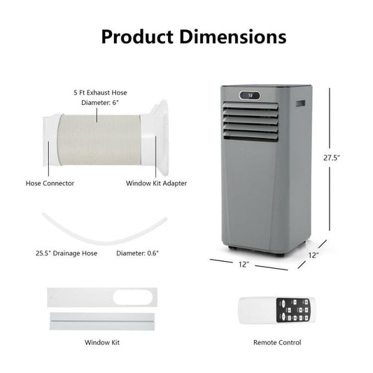 8000 BTU(Ashrae) 3-in-1 Portable Air Conditioner with Remote Control - 2