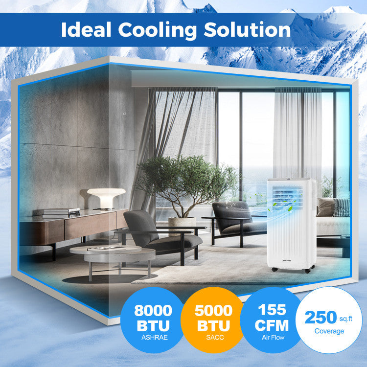 8000/10000 BTU Portable Air Conditioner 3 in 1 AC Unit Fan and Dehumidifier - 10