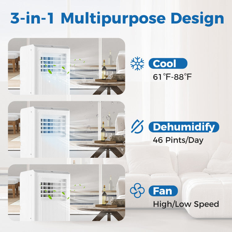 8000/10000 BTU Portable Air Conditioner 3 in 1 AC Unit Fan and Dehumidifier - 3