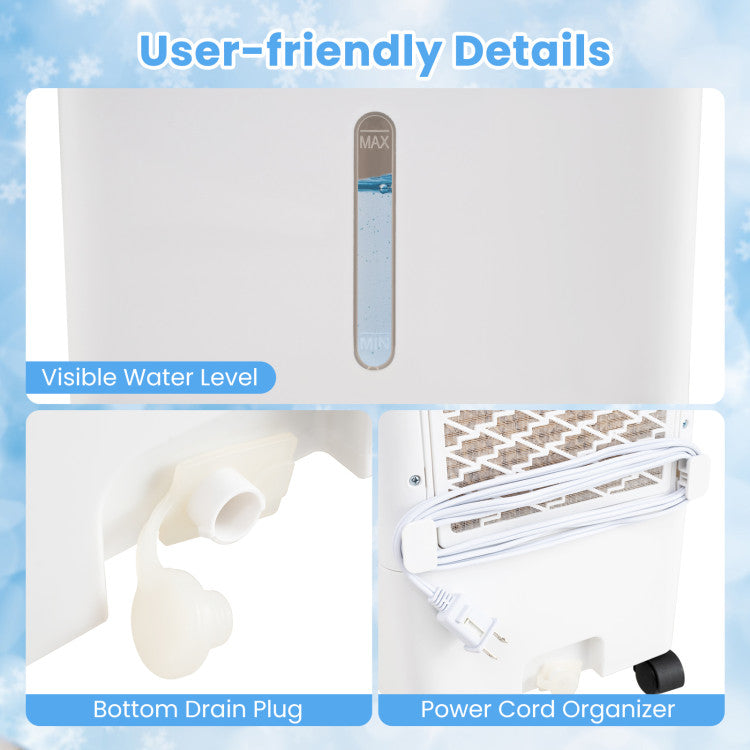 3-in-1 Evaporative Portable Air Cooler with 3 Modes and Remote Control - 4