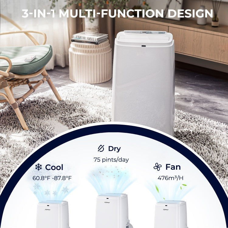 12000 BTU(Ashrae) 3-in-1 Portable Air Conditioner with Remote Control - 2