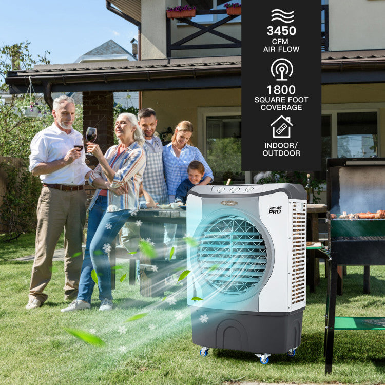 4-in-1 Industrial Evaporative Air Cooler Fan with 12 Gallon Tank and Wheels - 3