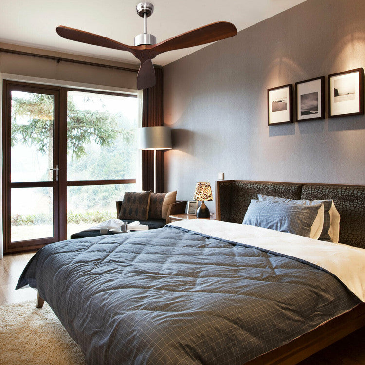 52 Inch Modern Ceiling Fan No Light with Remote Control - 3