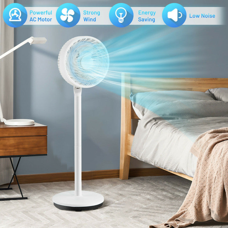 9 Inch Portable Oscillating Pedestal Floor Fan with Adjustable Heights and Speeds - 4