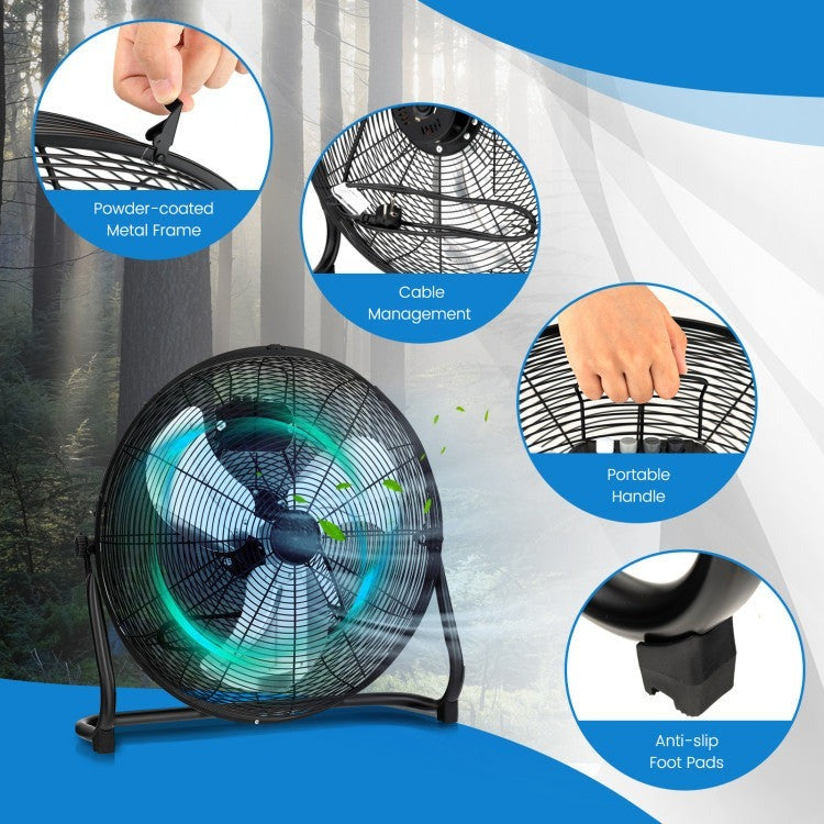 3-Speed High Velocity Floor Fan with Adjustable Tilt Angle and Handle - 10